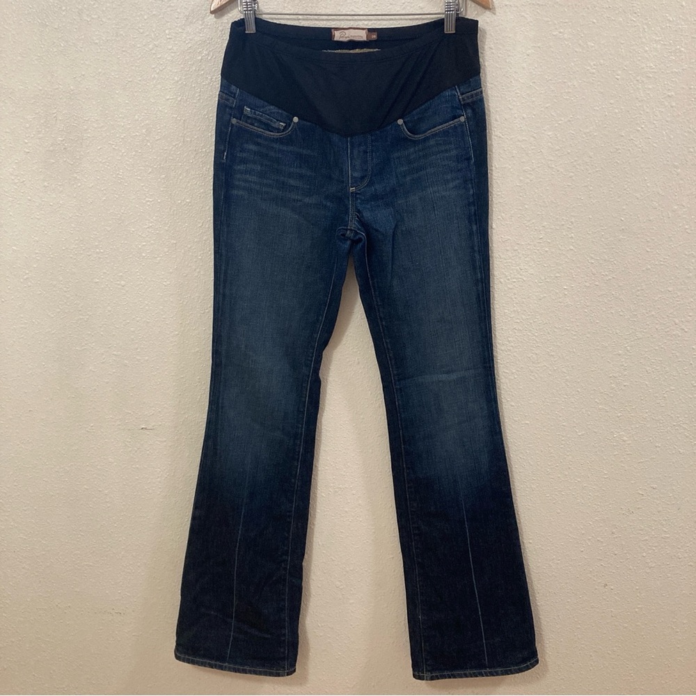 PAIGE Women’s Laurel Canyon Premiun Demin Maternity Blue Flare Wide Leg Jeans 29